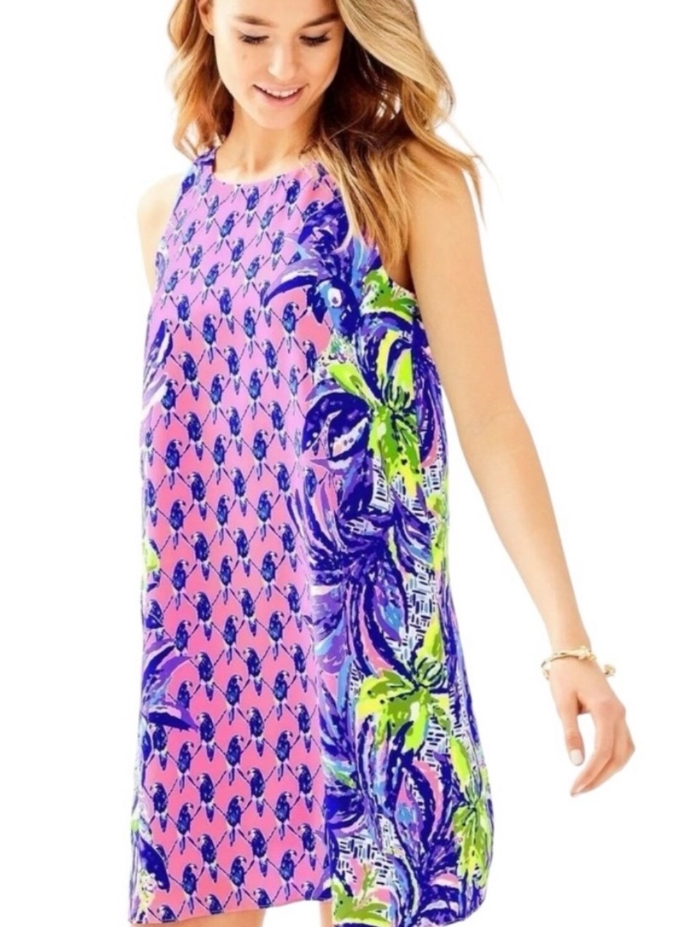 Lilly Pulitzer silk Jackie Shift Dress in Sunset Pecking Order